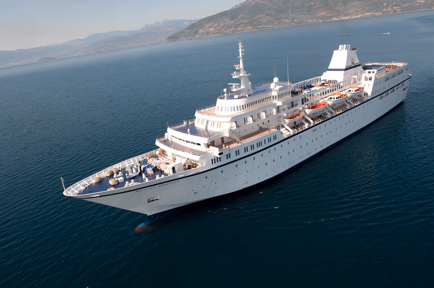 Cruise ship approaching the coast on The Ivory Mediterranean